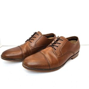 Apt 9 Men's Brown Leather Dress Shoes Size 10.5 Wide Brown Cap Toe Buisness